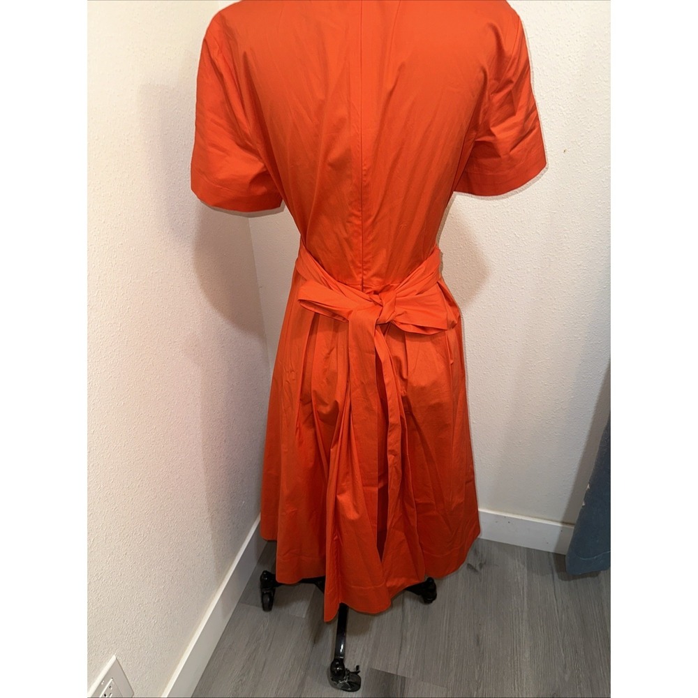 Diane Von Furstenberg Bethania Dress Women 12 Orange Short Sleeve Wrap Pleated - Picture 5 of 10
